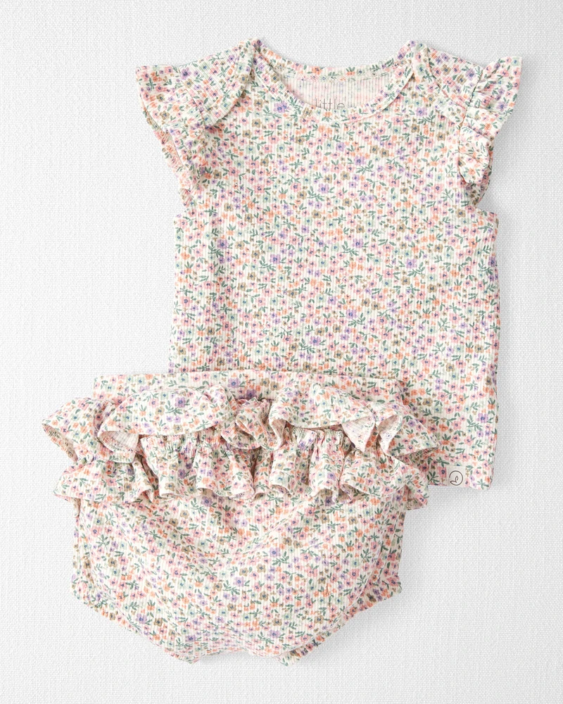 Baby 2-Piece Organic Cotton Rib Floral-Print Set