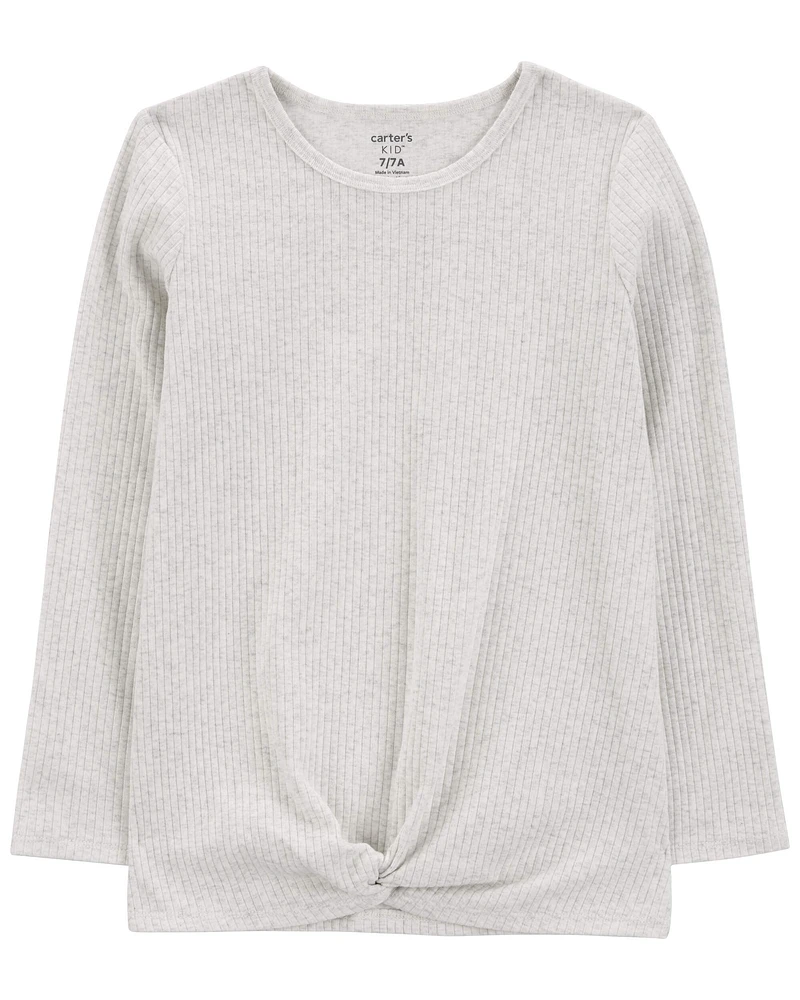 Kid Ribbed Knot Long-Sleeve Top