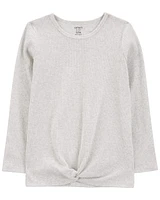 Kid Ribbed Knot Long-Sleeve Top