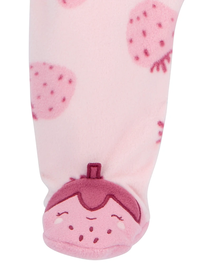 Baby Strawberry Fleece Footie Sleep & Play Pajamas