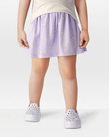 Toddler Striped Lemon Print Skort - Purple