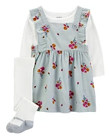 Baby 3-Piece Bodysuit & Floral Jumper Set