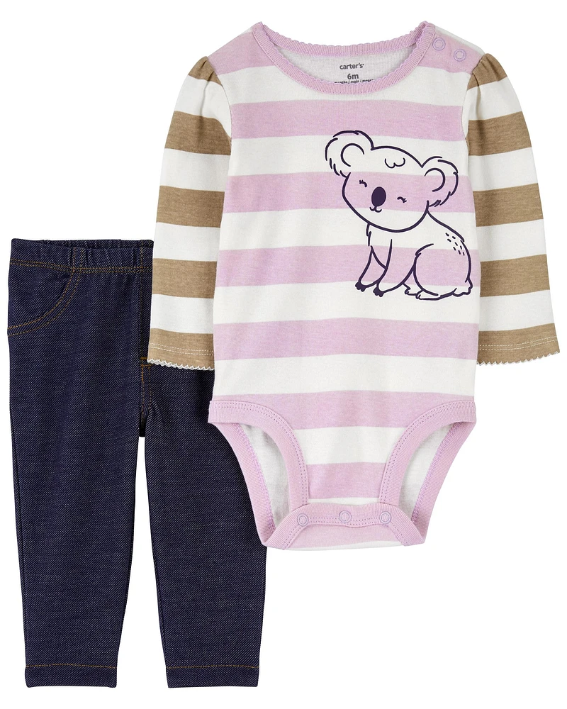 2-Piece Koala Bodysuit and Pant Set