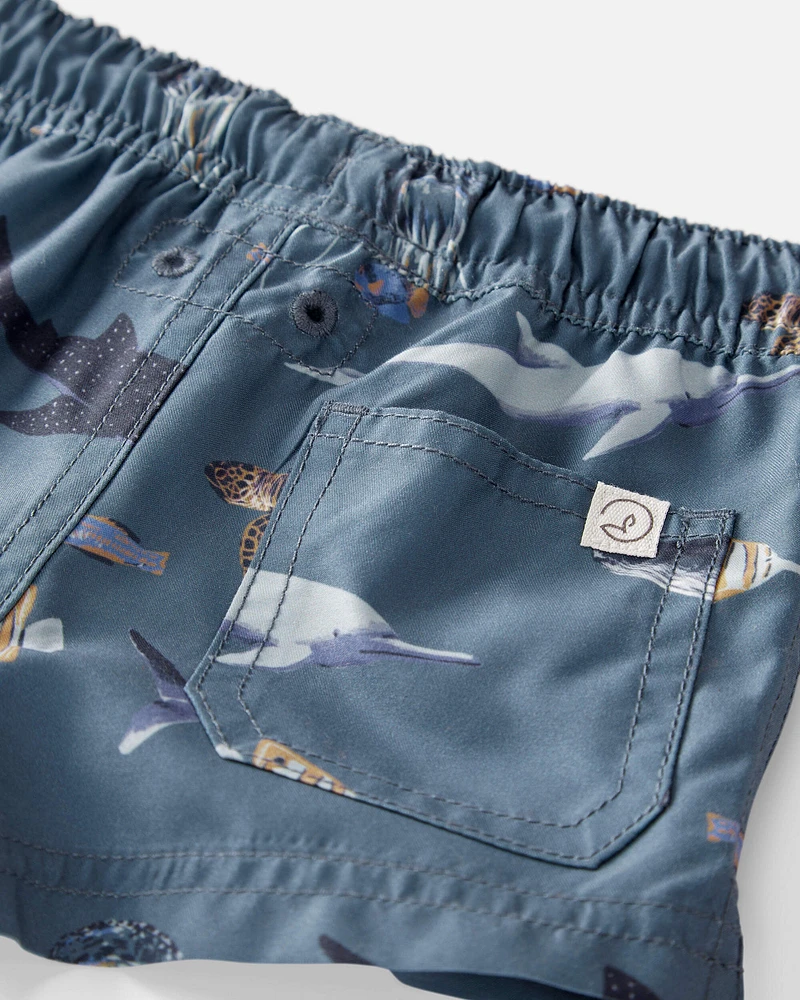 Baby Recycled Ocean-Print Swim Trunks