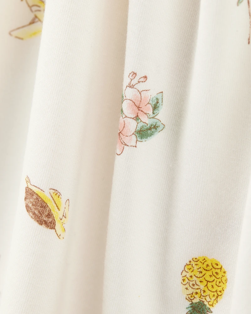 Baby Tropical Print PurelySoft Footless 1-Piece Pyjamas - Ivory