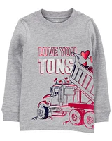 Baby Truck Cotton Blend Long-Sleeve Tee - Grey