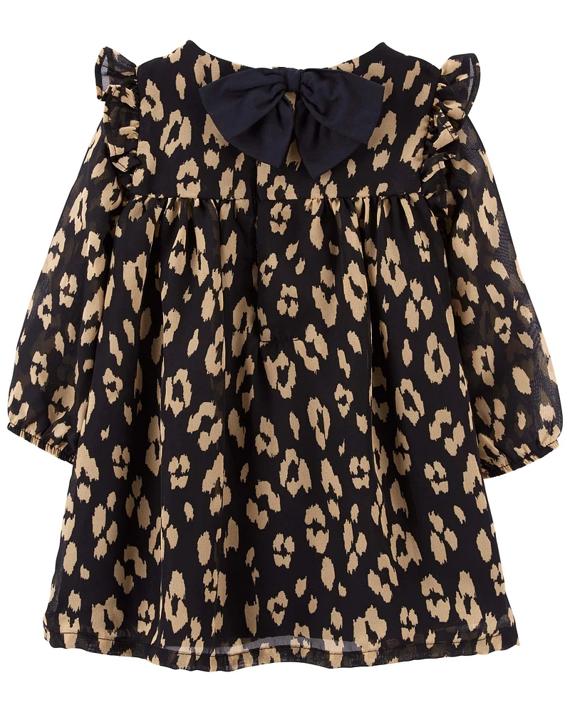 Special Occasion Crepe Leopard Dress