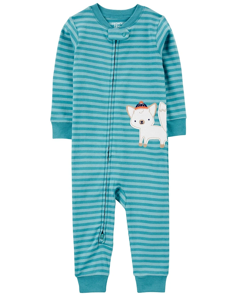 Baby 1-Piece Wolf Striped 100% Snug Fit Cotton Footless Pajamas