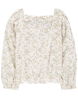 Kid Floral Twill Long-Sleeve Top