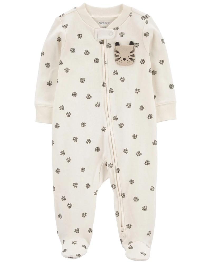 Paw Print 2-Way Zip Cotton Sleeper