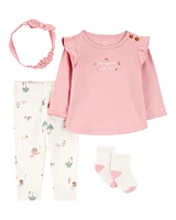 Baby 4-Piece Barn Print Outfit Set