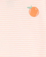 Kid Orange Striped Snug Fit Cotton 4-Piece Pyjamas