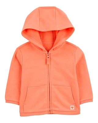 Baby Zip-Up French Terry Cardigan - Orange