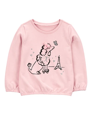 Baby Dog Knit Long-Sleeve Fashion Top - Pink