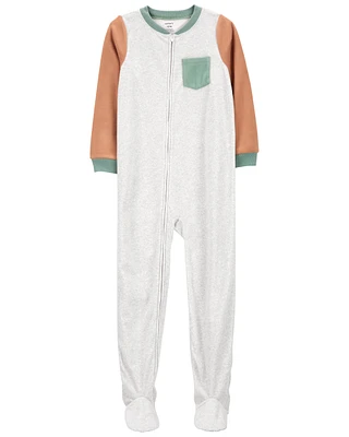 1-Piece Colourblock Fleece Footie Pyjamas