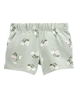 Baby Floral Pull-On French Terry Shorts - Green