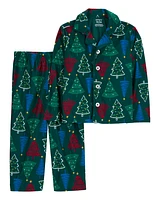 Toddler 2-Piece Christmas Tree Fleece Coat Style Pyjamas