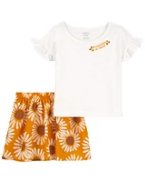 2-Piece Floral Tee & Skort Set