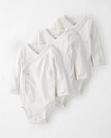 Baby 3-Pack Organic Cotton Rib Wrap Bodysuits