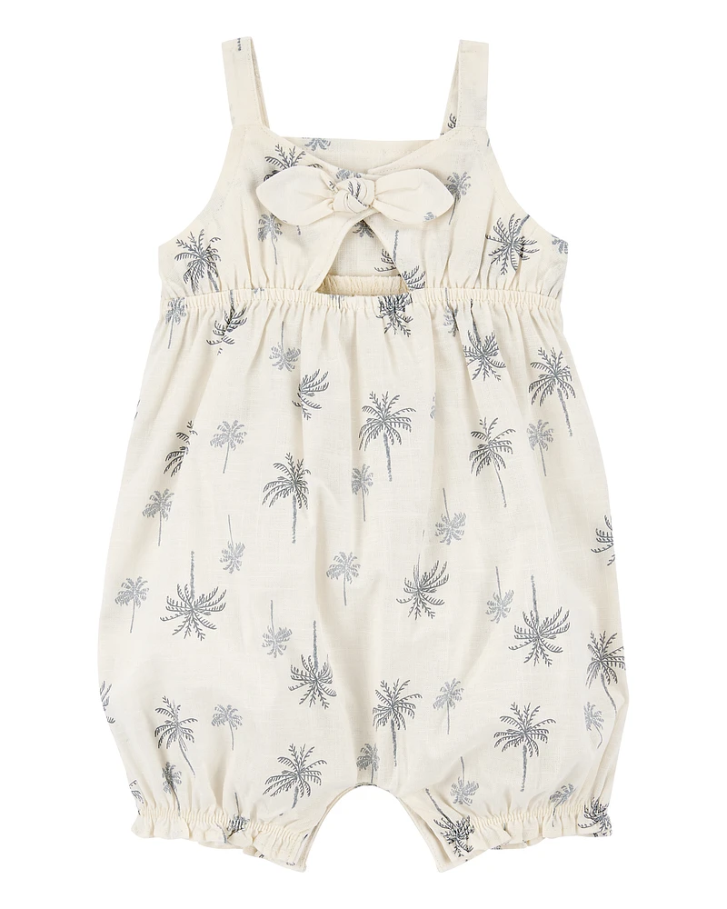 Baby Palm Tree Cotton Romper - Ivory