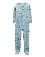 Kid 1-Piece Floral Fleece Footie Pyjamas