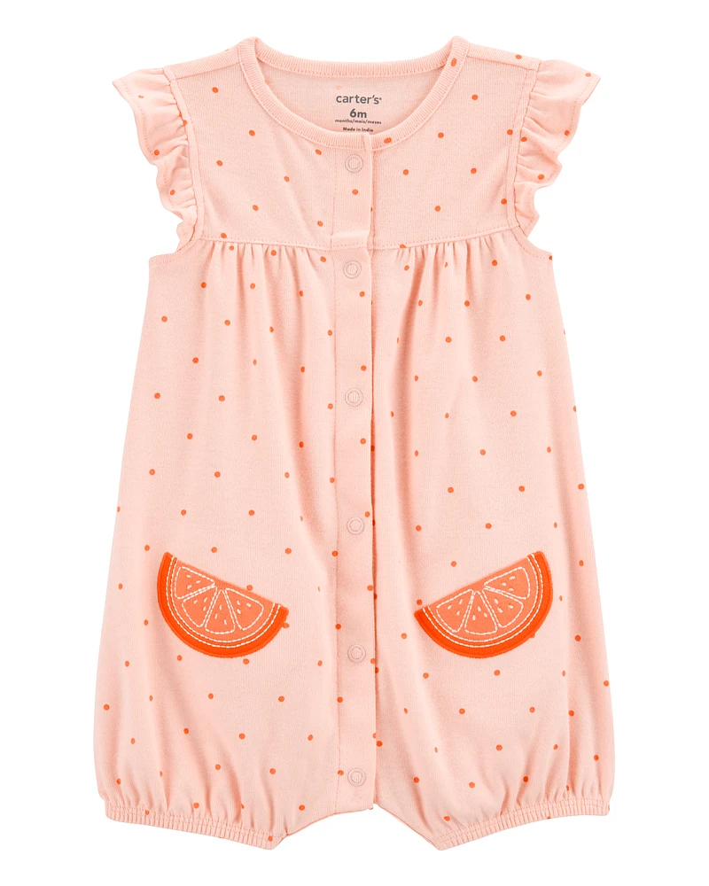 Baby Cotton Short-Sleeve Romper - Orange