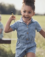 Kid Organic Cotton Chambray Romper