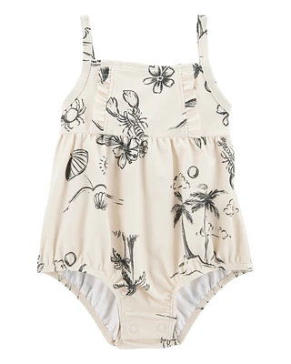 Baby 1-Piece Beach Print Swimsuit