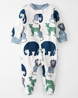 Baby Organic Cotton Sleep & Play Pyjamas Wildlife Print