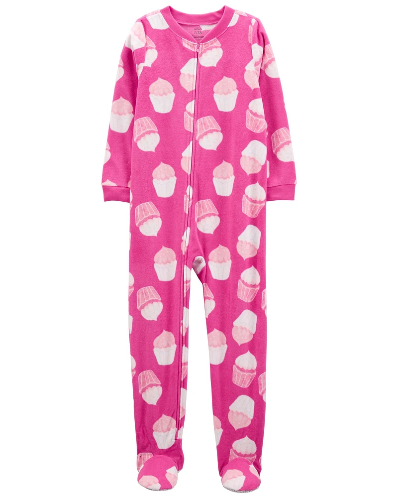 Kid 1-Piece Cupcake Fleece Footie Pyjamas