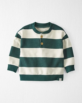 Baby Organic Cotton Fleece Henley Stripes