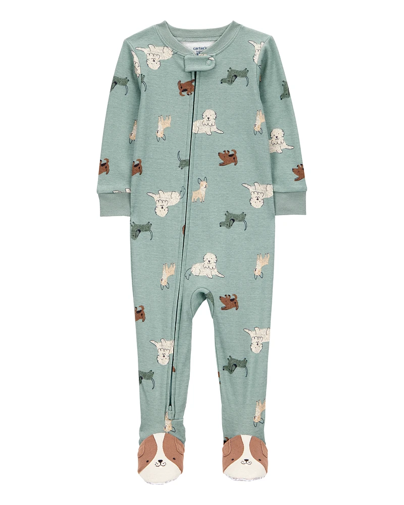 Baby 1-Piece Dog Print 100% Snug Fit Cotton Footie Pyjamas