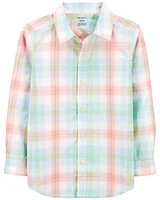 Plaid Button-Front Shirt