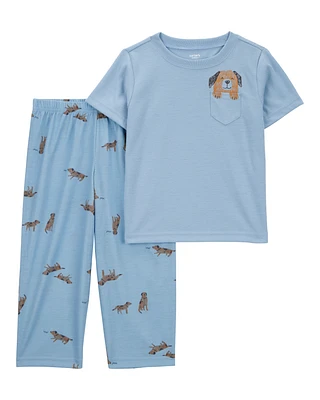 Toddler Dog Print Loose Fit 2-Piece Pyjamas - Blue