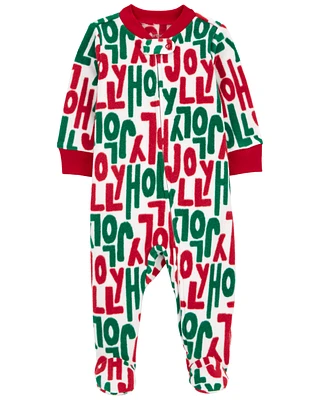 Baby Holly Jolly Zip-Up Fleece Sleep & Play Pajamas