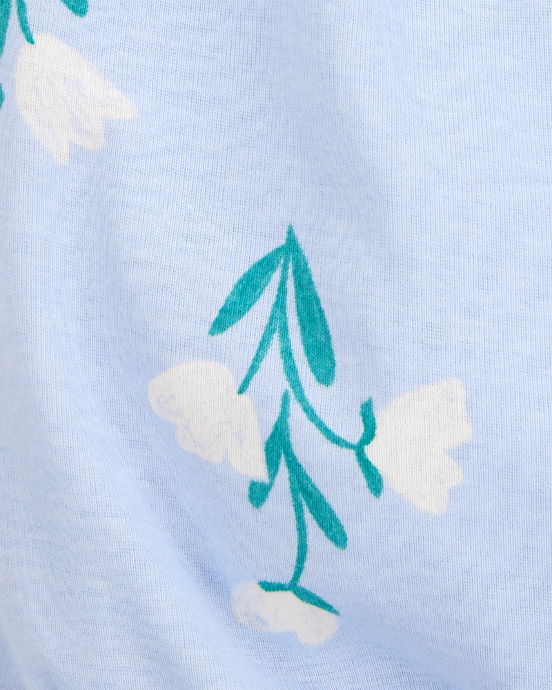 Baby Floral Flutter Romper - Blue