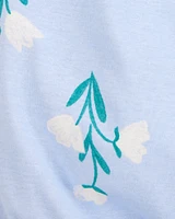 Baby Floral Flutter Romper - Blue