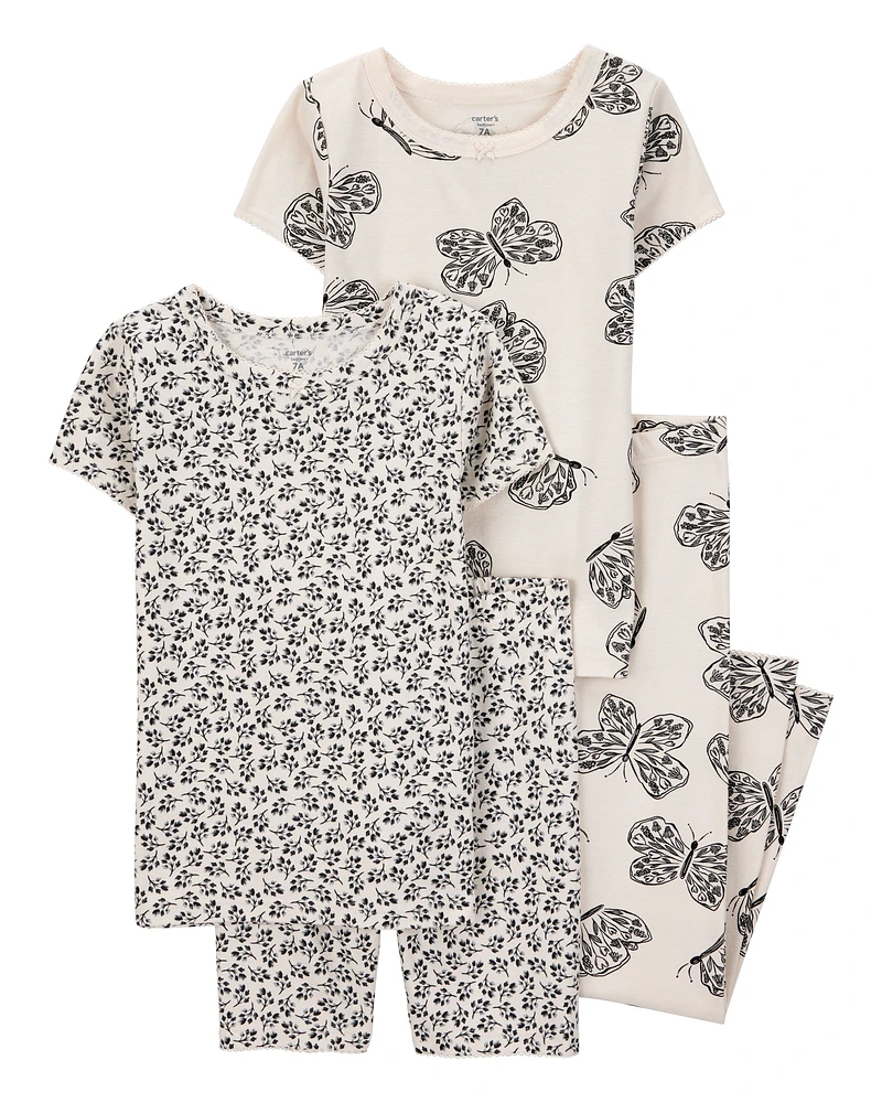 Kid 4-Piece Butterfly 100% Snug Fit Cotton Pyjamas