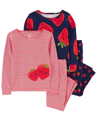 4-Piece Strawberry 100% Snug Fit Cotton Pyjamas