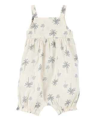 Baby Palm Tree Cotton Romper - Ivory