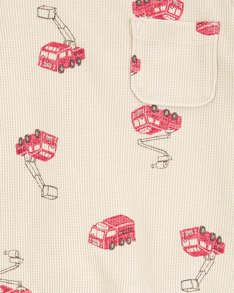 Toddler 2-Piece Fire Truck Outfit Set - Ivory