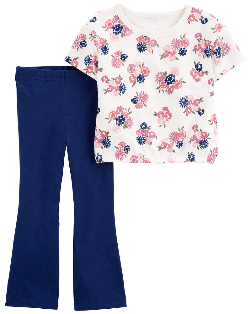 Toddler 2-Piece Floral Jersey Tee & Flare Legging Set