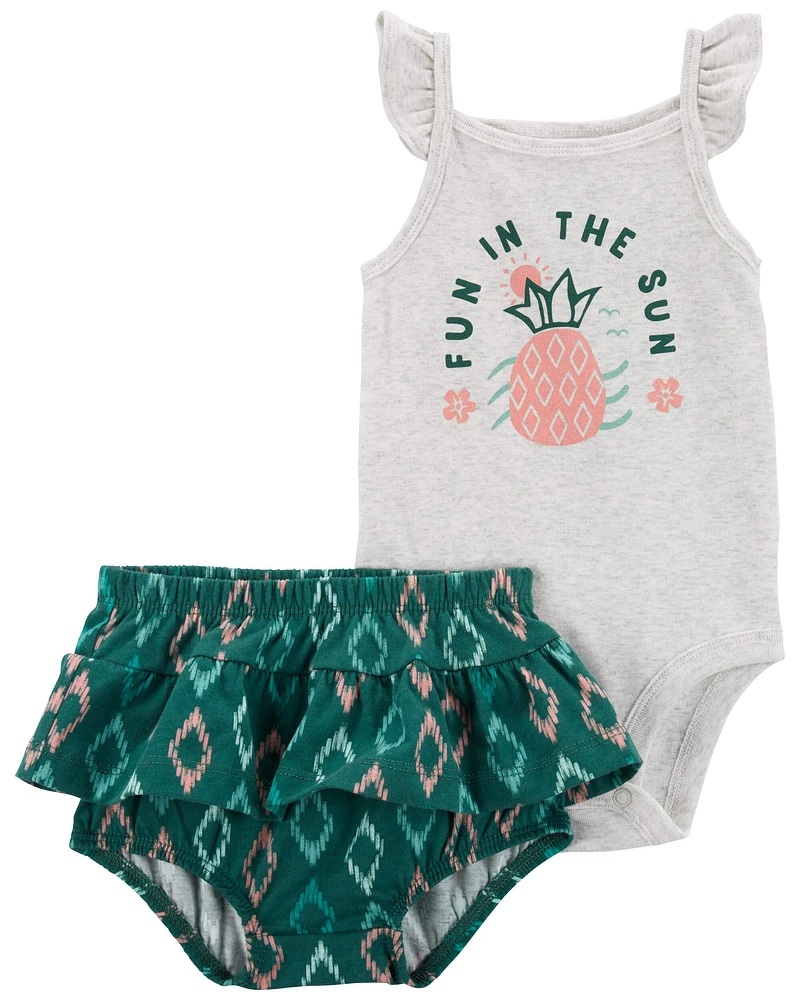 Baby 2-Piece Pineapple Bodysuit & Diaper Cover Set