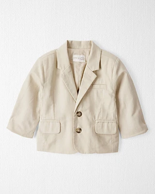 Baby Linen Suit Jacket Made with Organic Cotton - Khaki