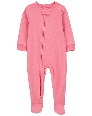 1-Piece Hearts Fleece Footie Pyjamas