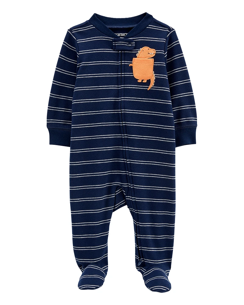 Baby Dinosaur 2-Way Zip Cotton Sleeper Pyjamas