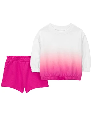 2-Piece Dip-Dye Sweatshirt & Short Set
