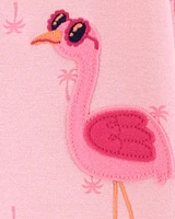 Toddler Flamingo Print Snug Fit Cotton Footless 1-Piece Pyjamas - Pink