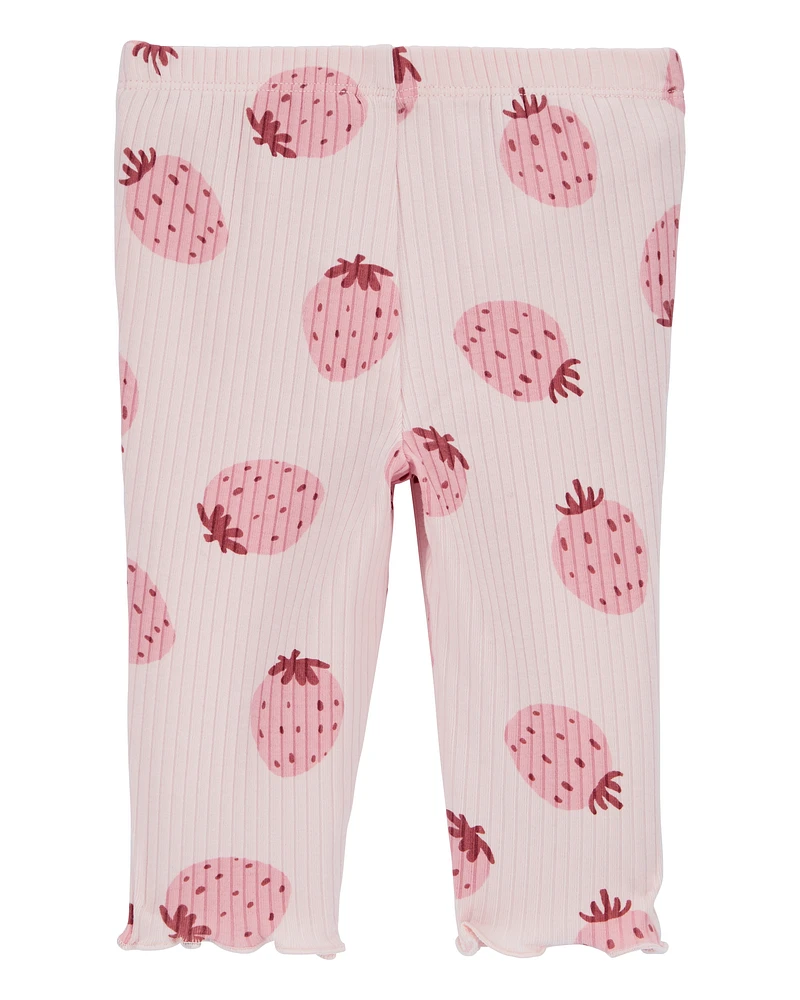 Baby Strawberry Pull-On Ribbed Pants