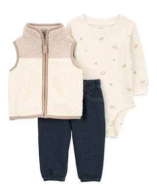 Baby 3-Piece Sherpa Little Vest Set